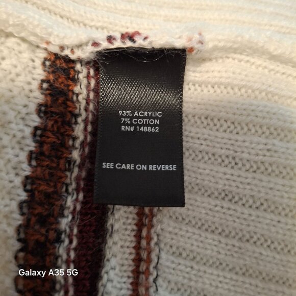 Torrid Womens Open Front Striped Cardigan Sweater Size 1 Ivory Brown Burgundy Co - Picture 7 of 14